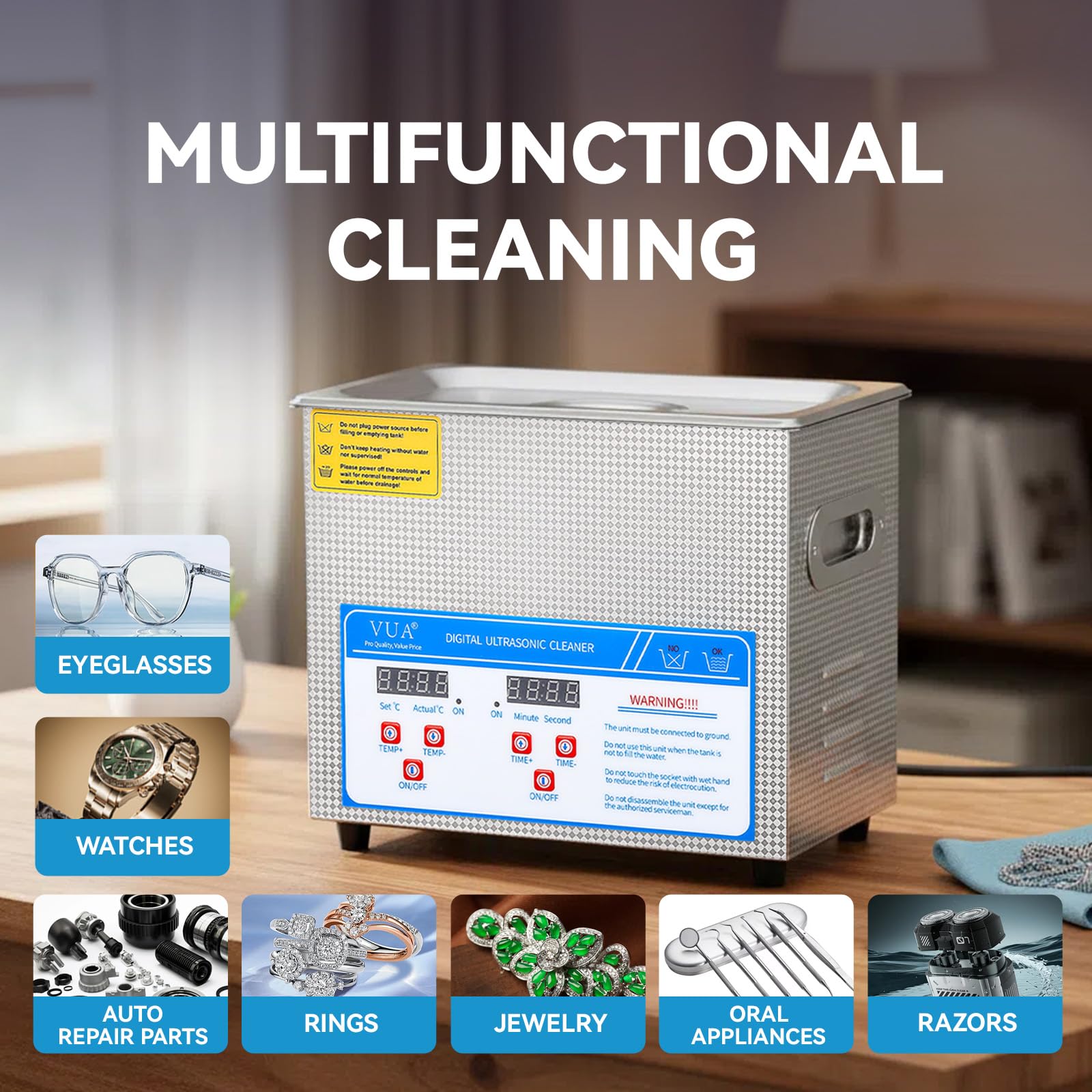 Amazon.com: VUA 3L Ultrasonic Cleaner with Digital Timer & Heater